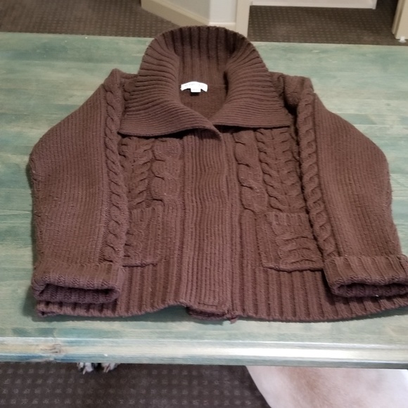 St. John's Bay Sweaters - Full Snap Front Brown/Chunky Cardigan